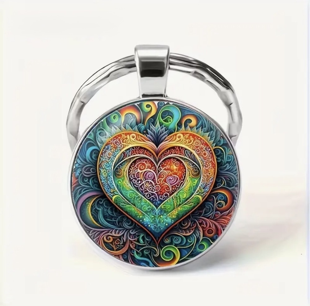 3/$25 Colorful Heart Art Keychain NEW